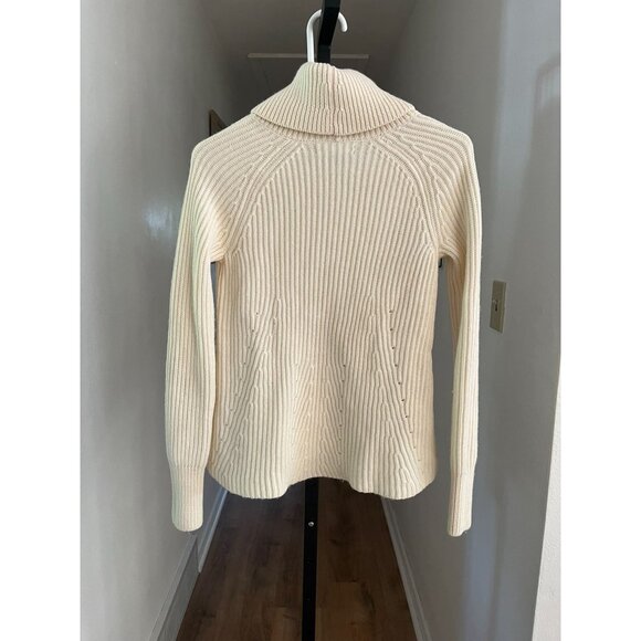 EUC Banana Republic XS Italian Yarn Cream Merino Wool & Acrylic Turtleneck Sweat - Picture 2 of 4
